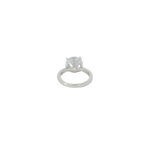 WHITE CUBIC ZIRCONIA STERLING SILVER SOLITAIRE ENGAGEMENT/WEDDING RING (ROUND)