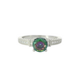 Sterling silver ring with mystic topaz cubic zirconia