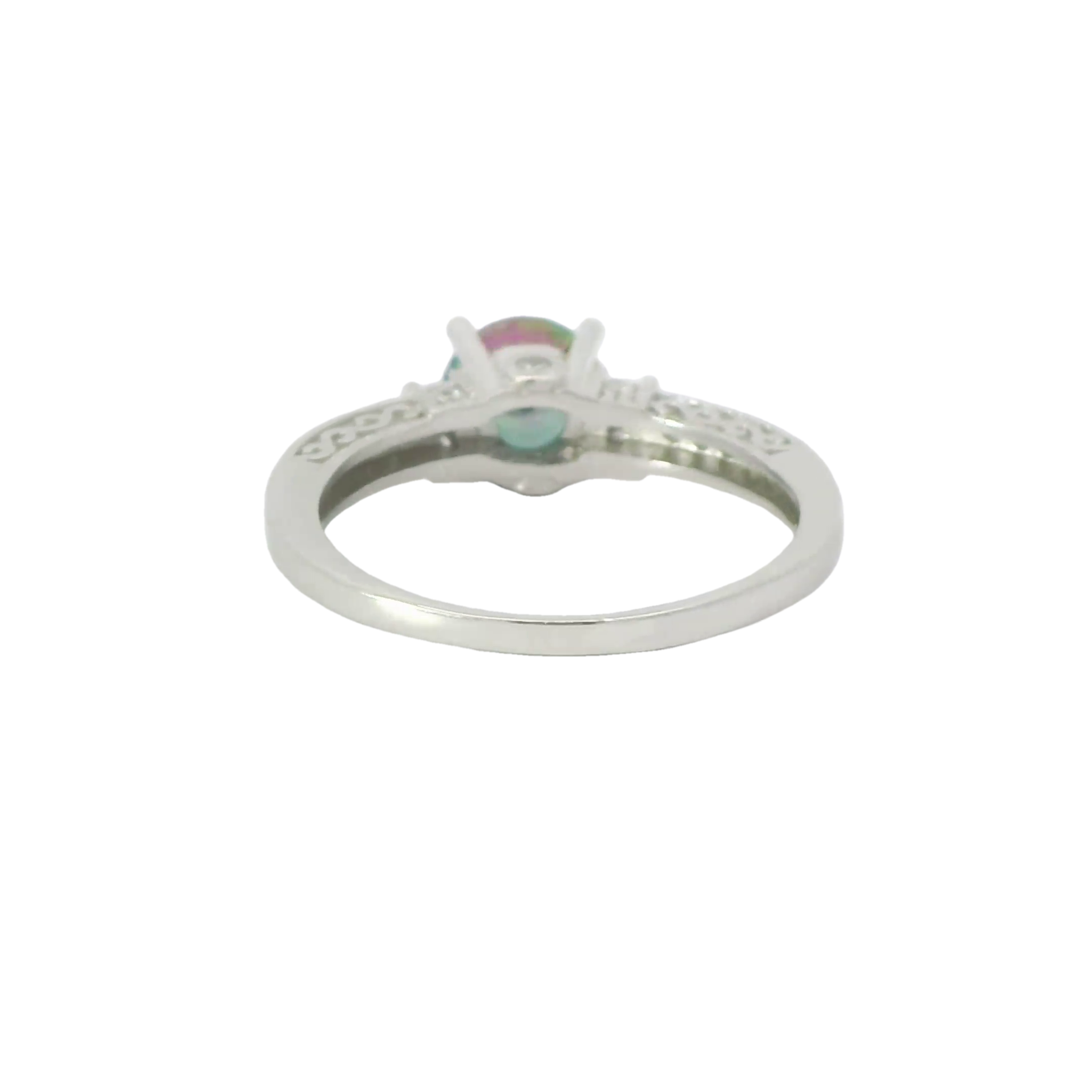 Sterling silver ring with mystic topaz cubic zirconia
