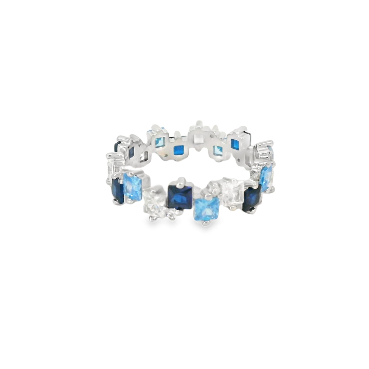 Sapphire And Aquamarine Cubic Zirconia Ring