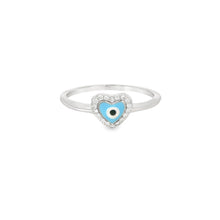 Load image into Gallery viewer, Light Blue Evil Eye Heart Ring