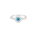 White And Blue Round Evil Eye Ring