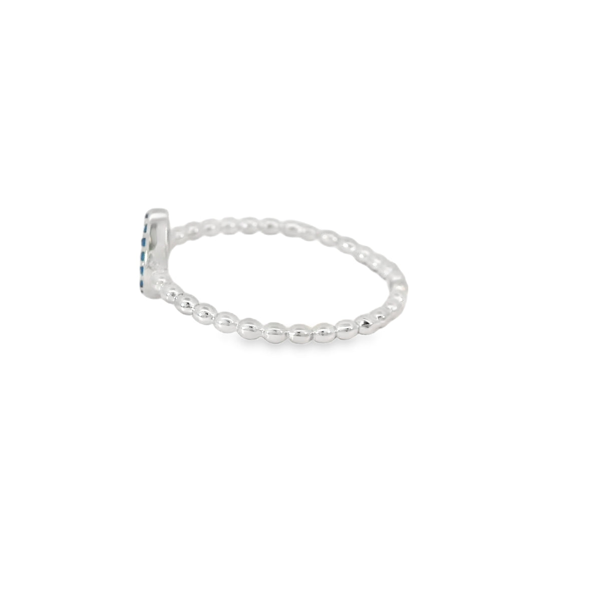 Blue Tear Drop Evil Eye Ring With Cubic Zirconia