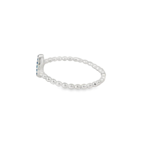 Blue Tear Drop Evil Eye Ring With Cubic Zirconia