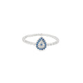 Blue Tear Drop Evil Eye Ring With Cubic Zirconia