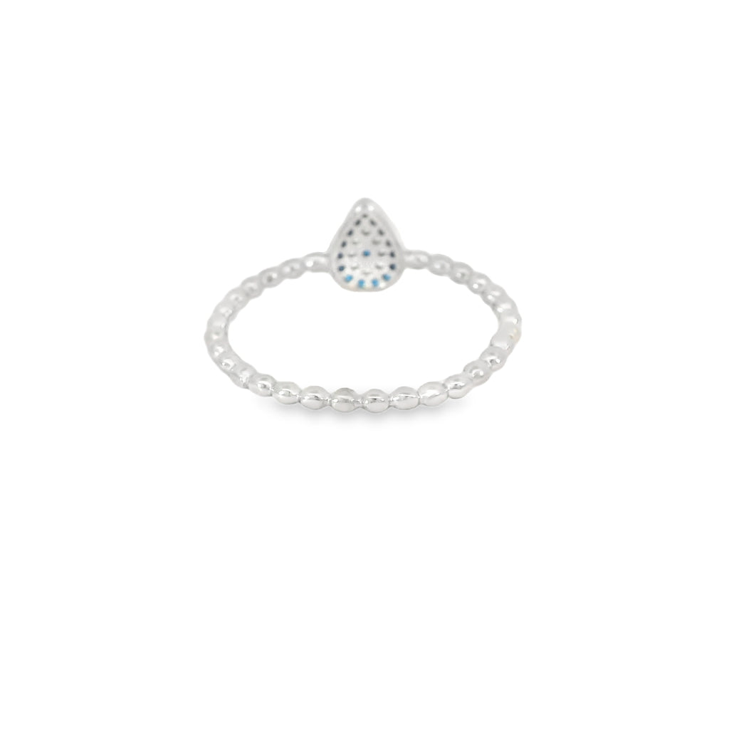 Blue Tear Drop Evil Eye Ring With Cubic Zirconia