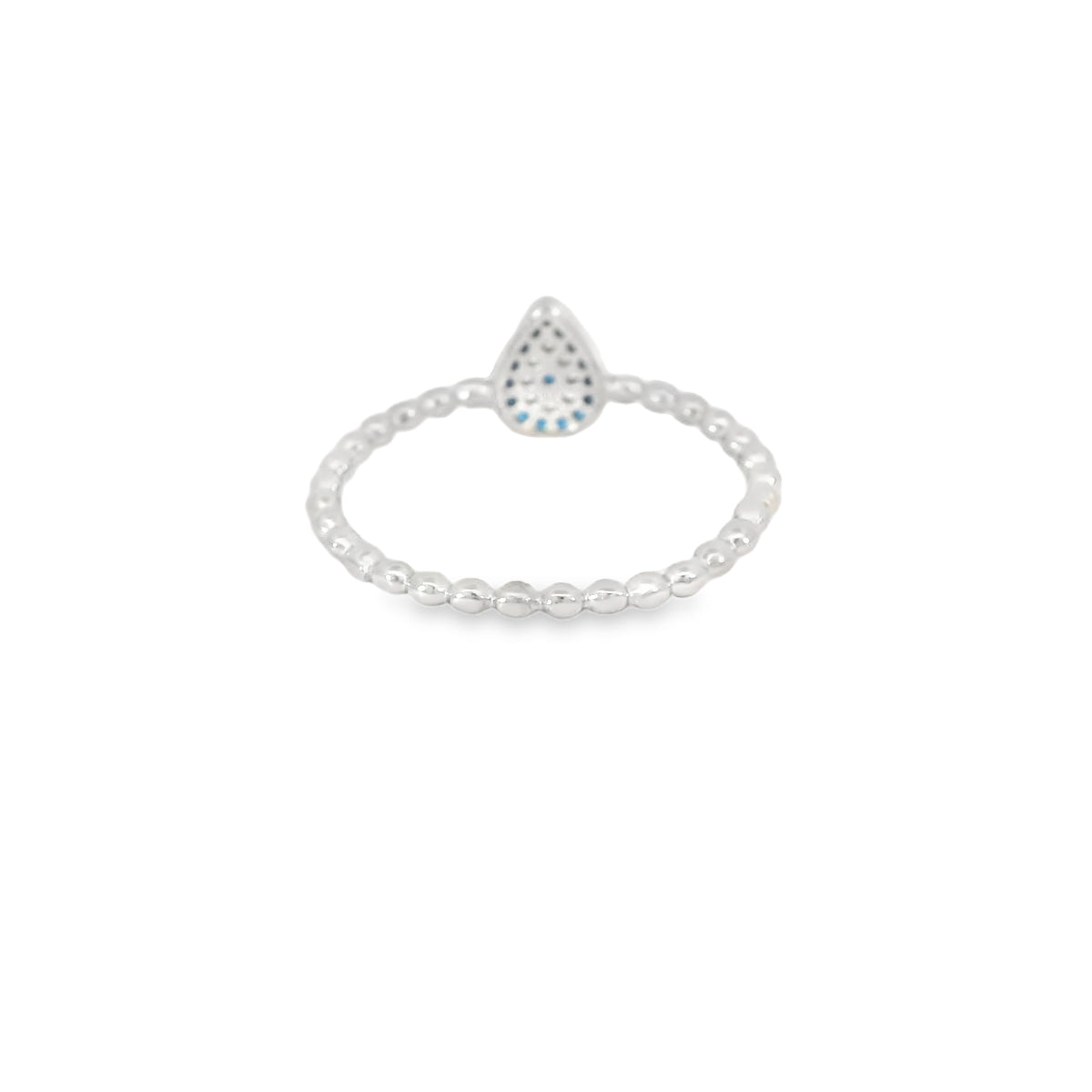 Blue Tear Drop Evil Eye Ring With Cubic Zirconia