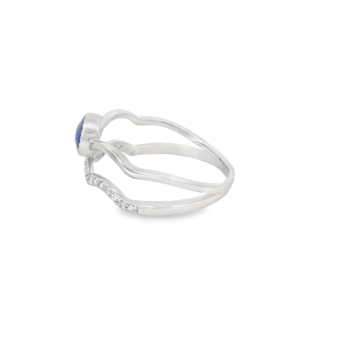 Blue Evil Eye Cubic Zirconia Wave Ring