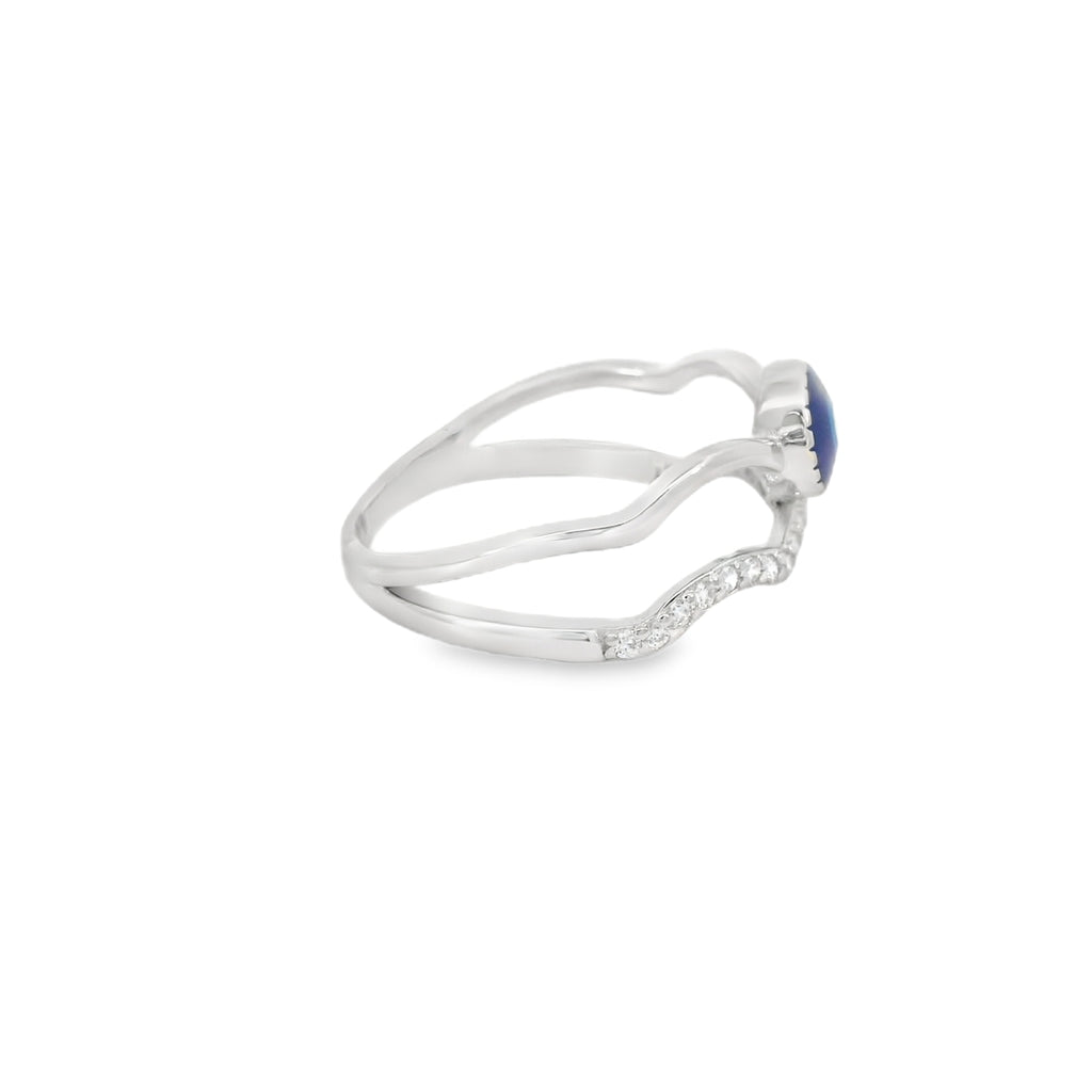 Blue Evil Eye Cubic Zirconia Wave Ring