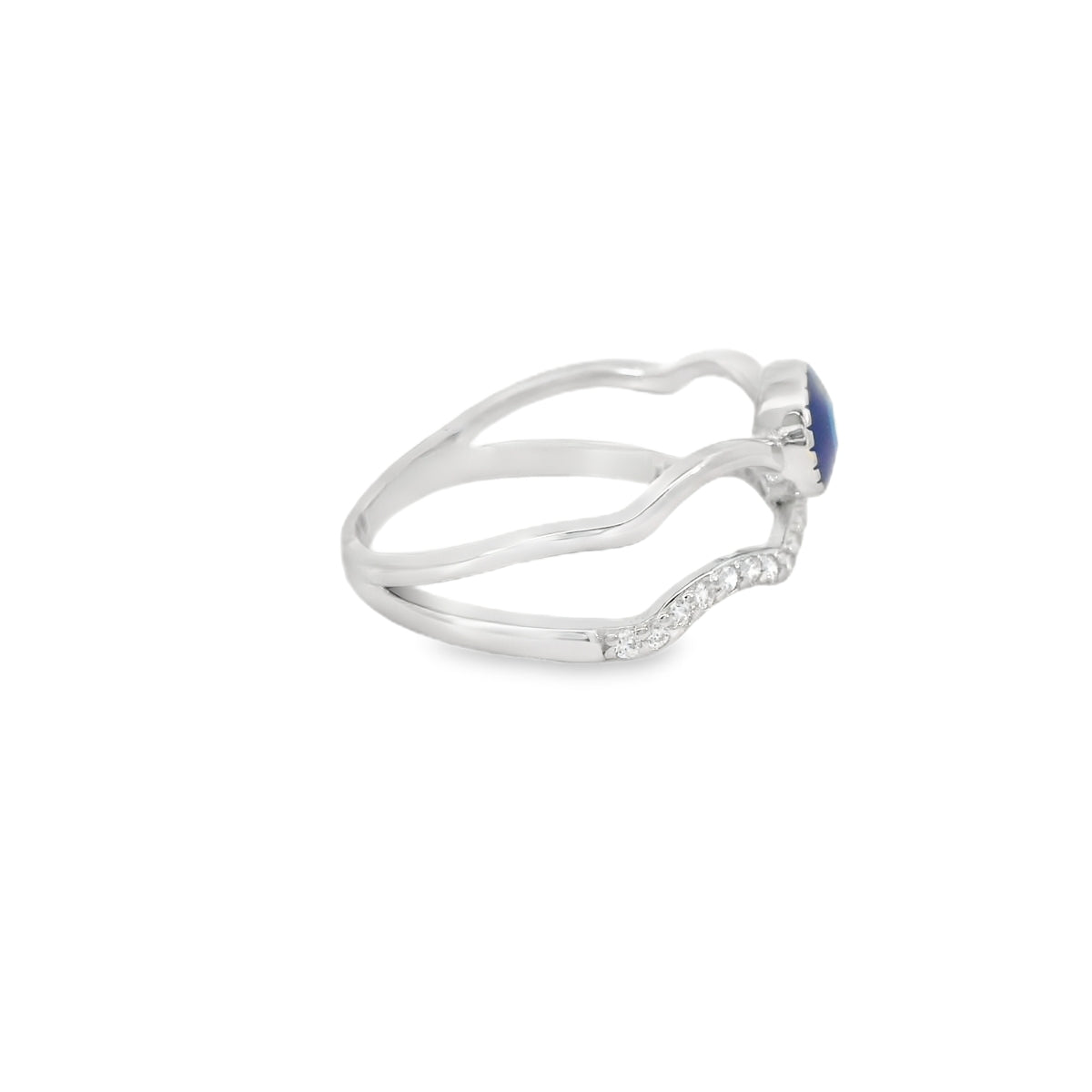 Blue Evil Eye Cubic Zirconia Wave Ring