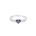 Blue Evil Eye Heart Ring With Cubic Zirconia