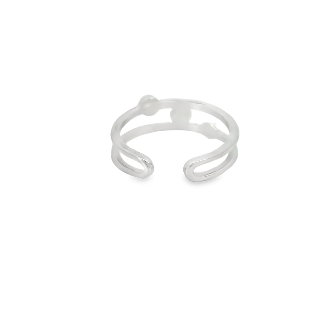 Three Evil Eye Blue Double Banded Ring