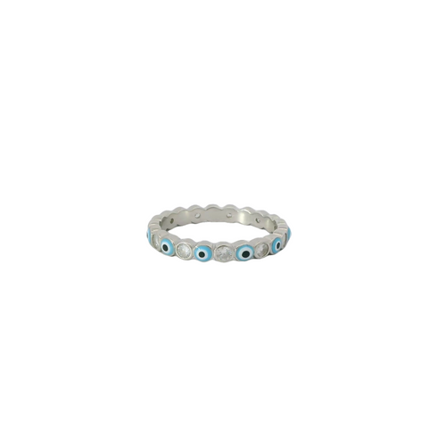 Light Blue Evil Eye & Cubic Zirconia Ring