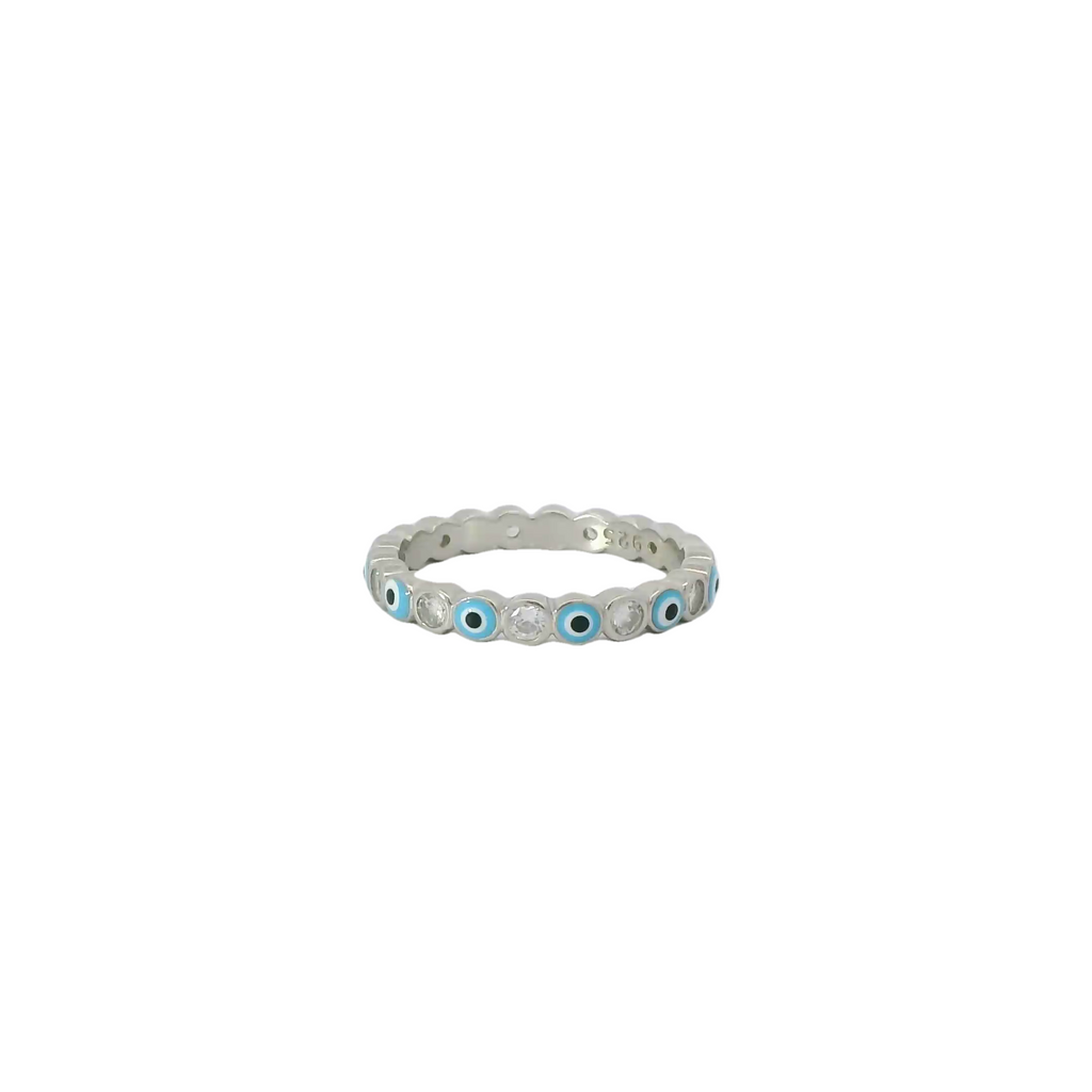 Light Blue Evil Eye & Cubic Zirconia Ring