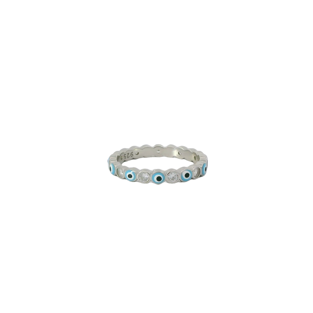 Light Blue Evil Eye & Cubic Zirconia Ring