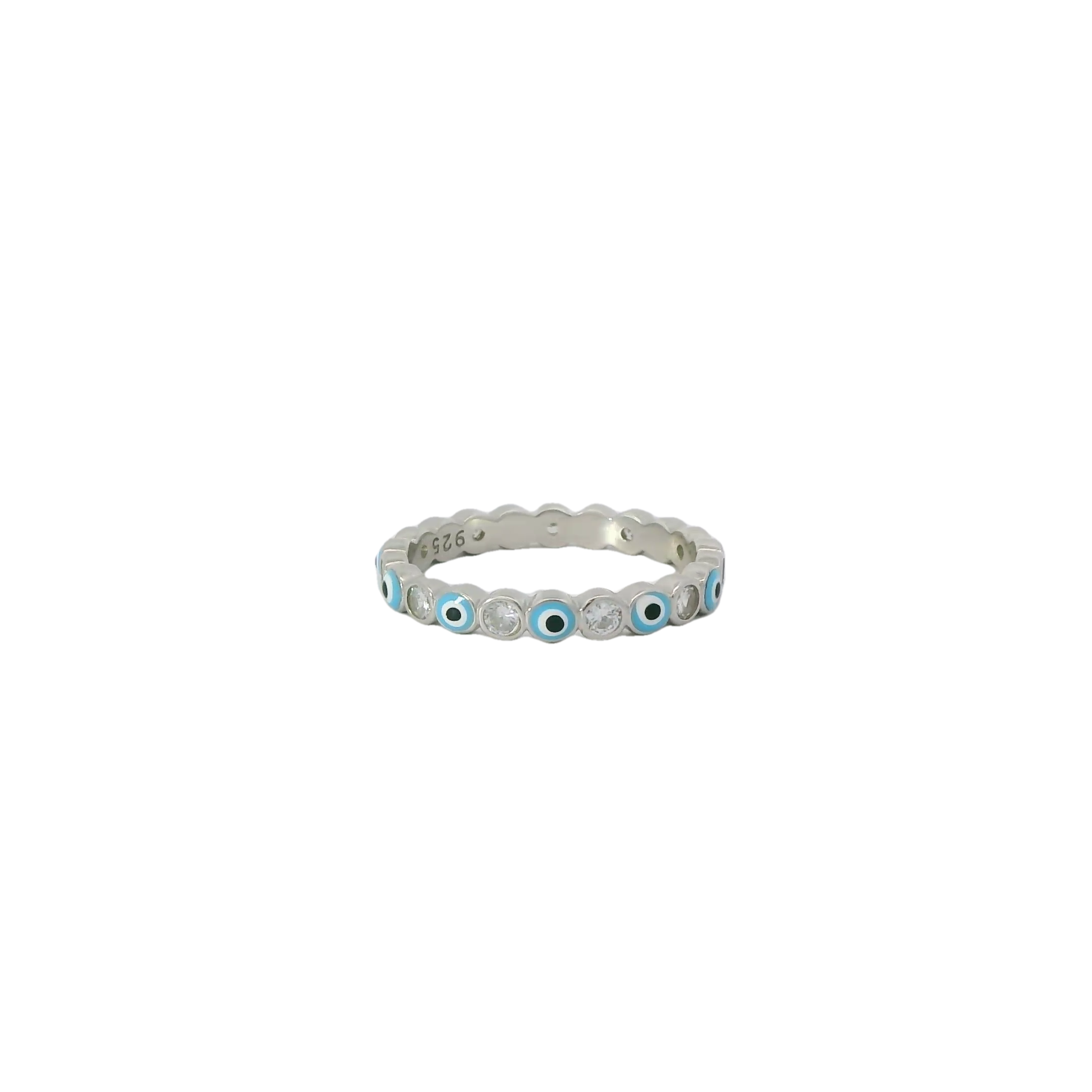Light Blue Evil Eye & Cubic Zirconia Ring
