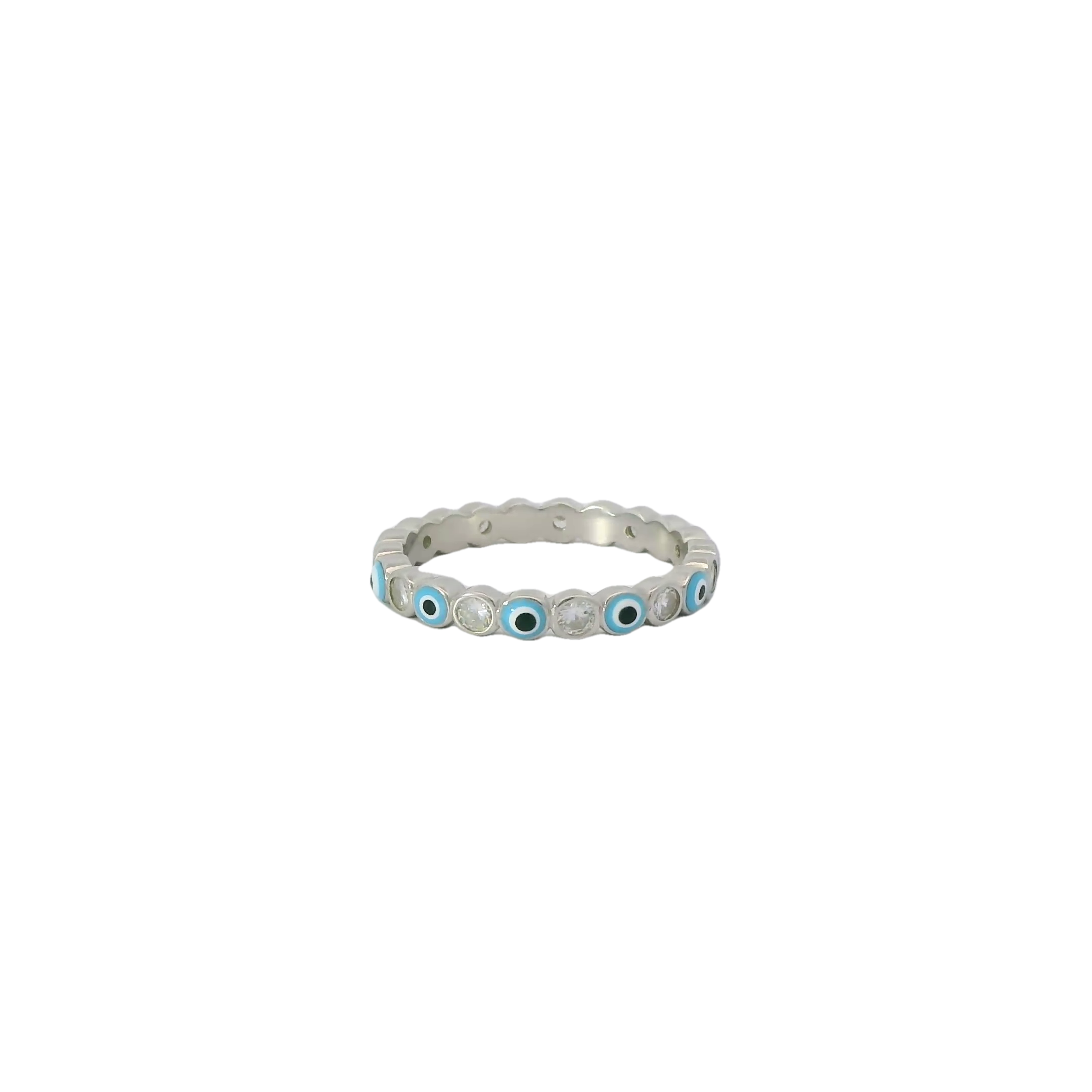 Light Blue Evil Eye & Cubic Zirconia Ring