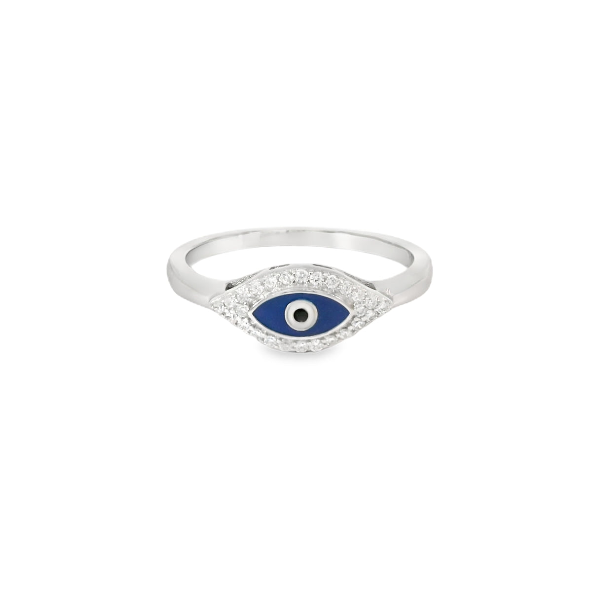 Blue Evil Eye Ring With Cubic Zirconia