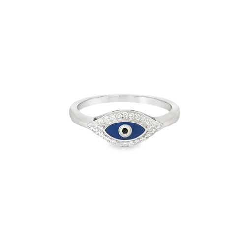 Blue Evil Eye Ring With Cubic Zirconia