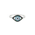 Evil Eye Black Liner Ring With Cubic Zirconia