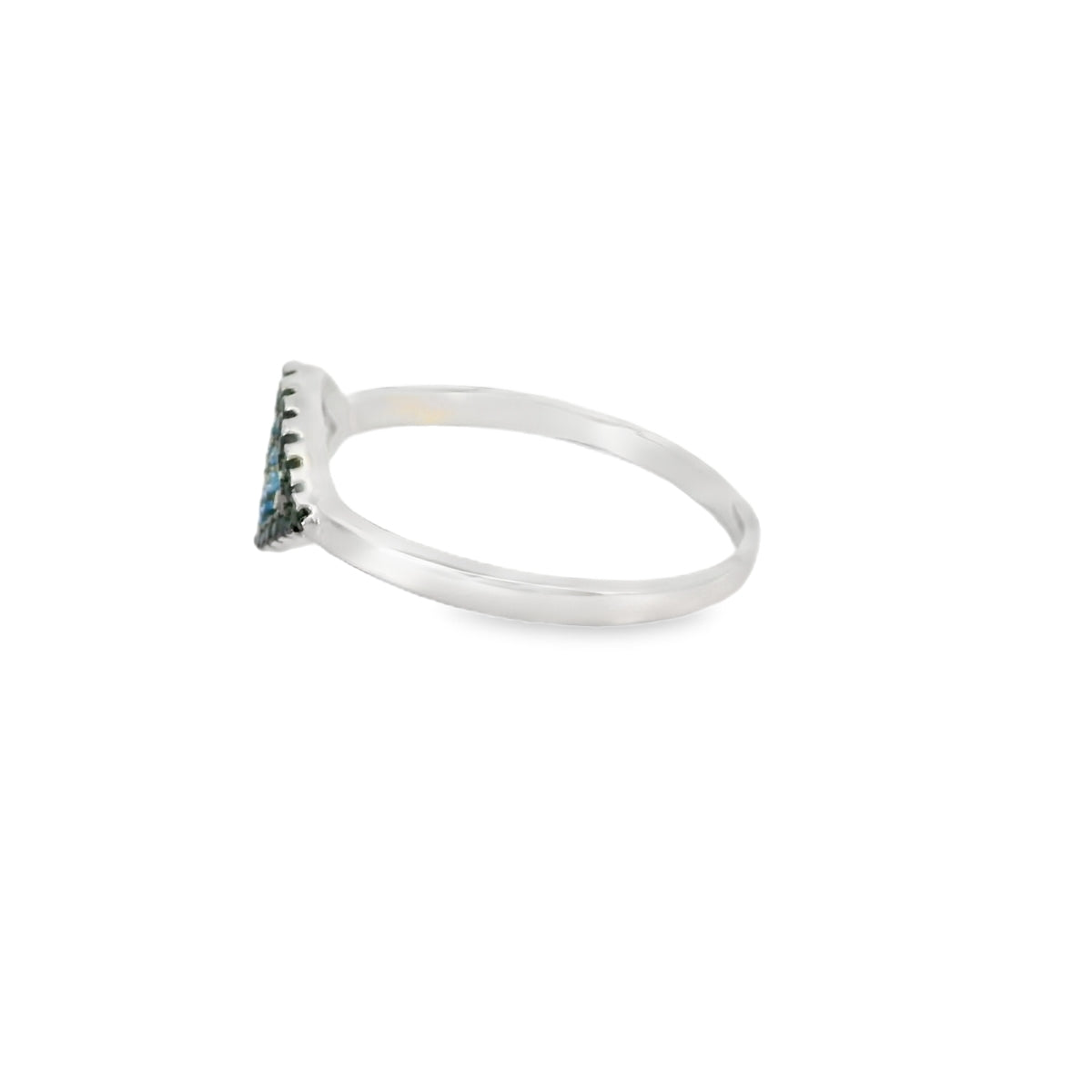 Evil Eye Black Liner Ring With Cubic Zirconia