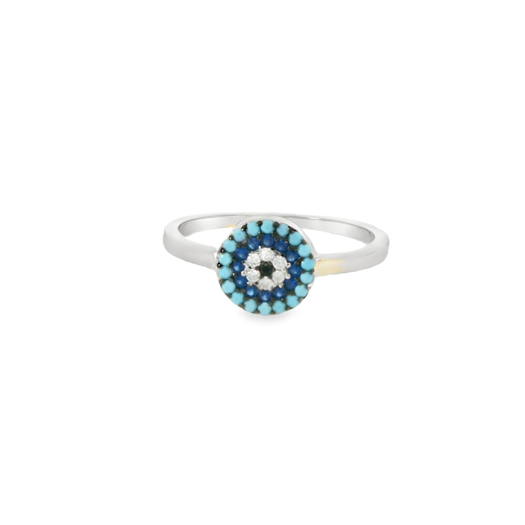 Evil Eye Ring Turquoise Color Liner
