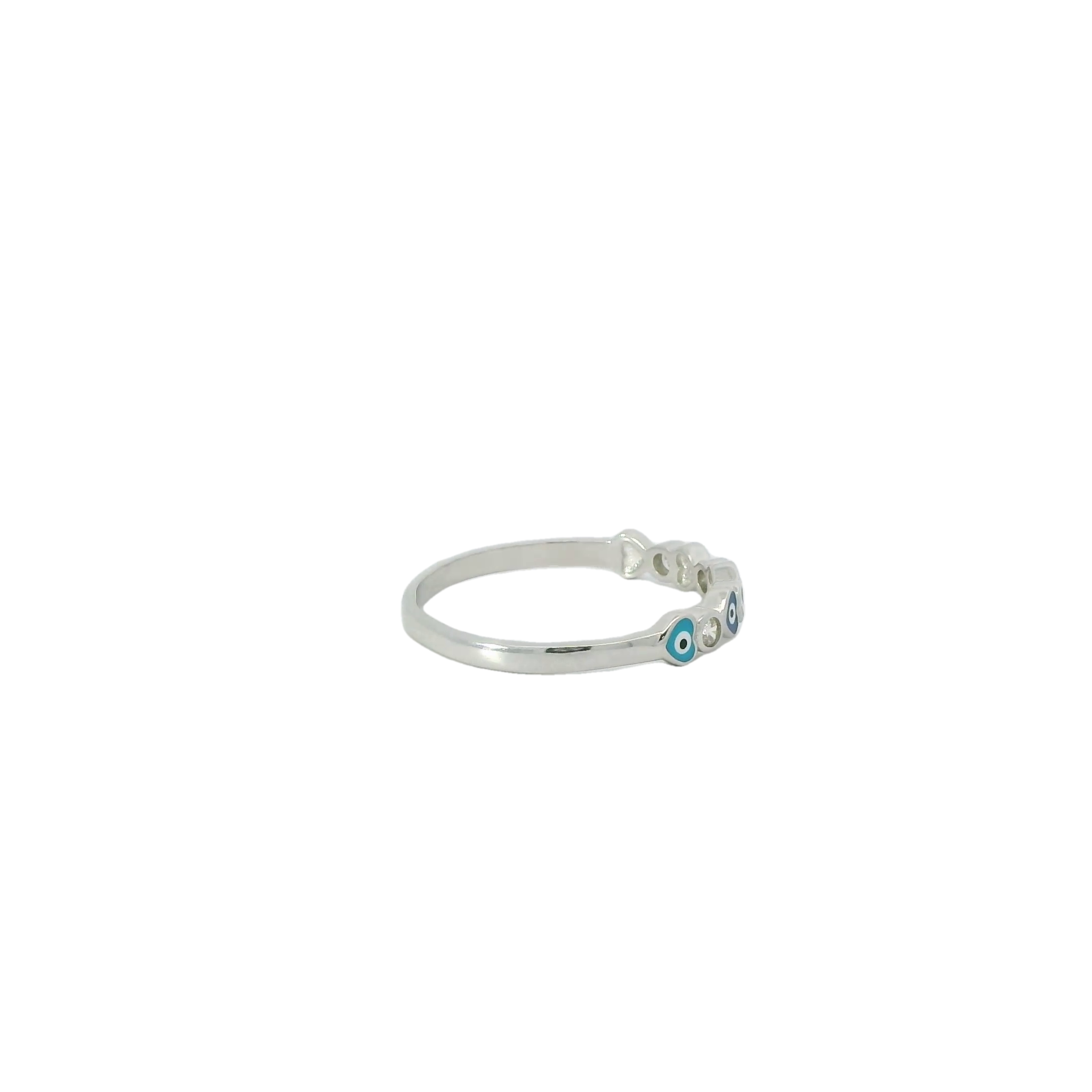 Heart shaped Multi-Colored Evil Eye ring With cubic zirconia