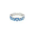 Evil Eye Light Blue Heart Band Ring