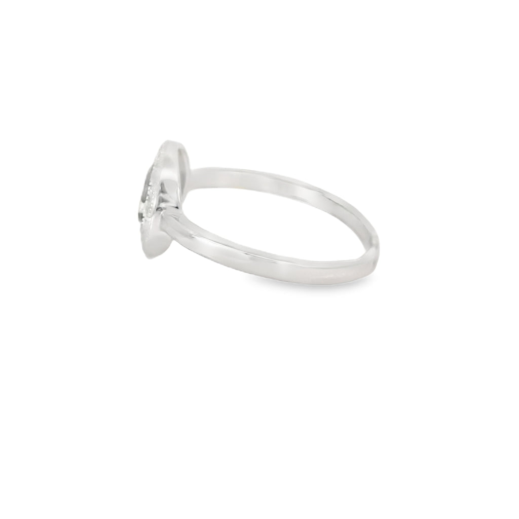 Round Evil Eye Ring With Cubic Zirconia And Turquoise Dot