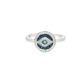 Round Evil Eye Ring With Cubic Zirconia And Turquoise Dot
