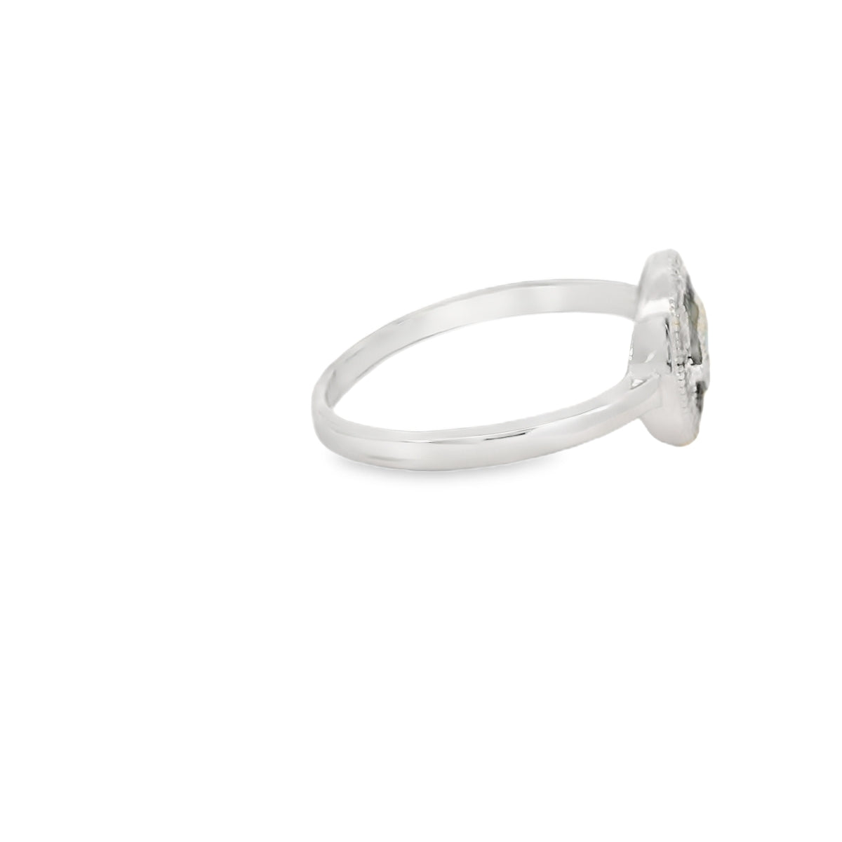 Round Evil Eye Ring With Cubic Zirconia And Turquoise Dot