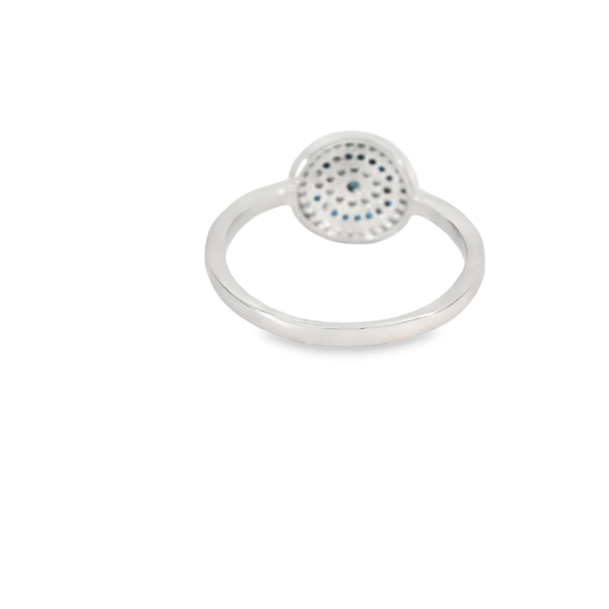 Round Evil Eye Ring With Cubic Zirconia And Turquoise Dot