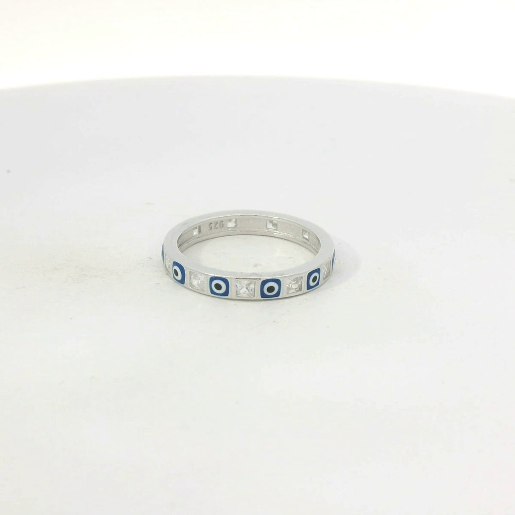 Sterling silver evil eye ring