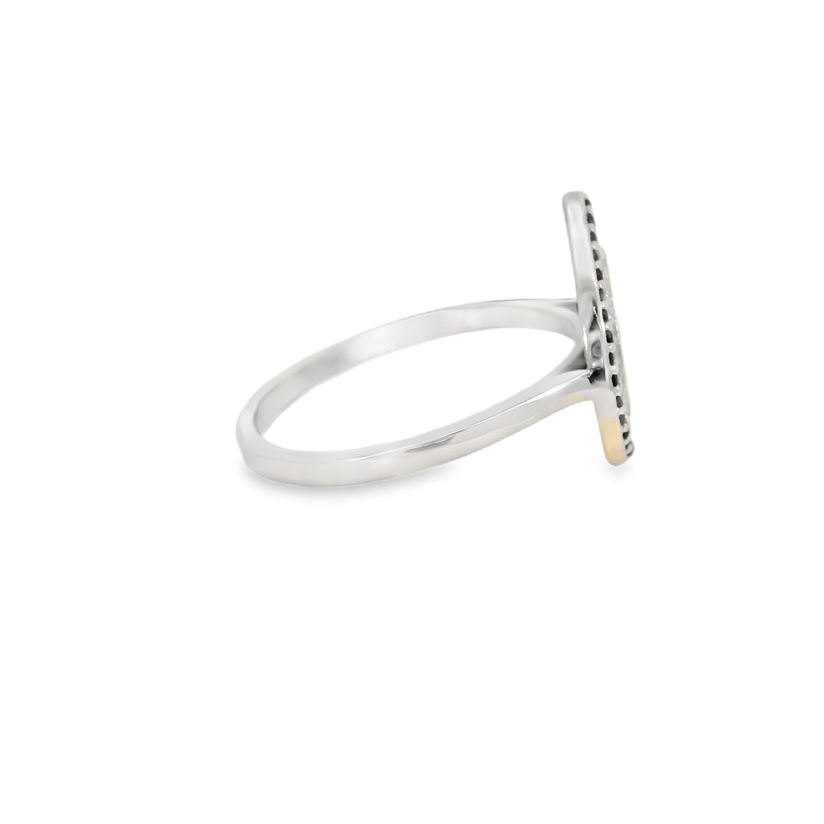Evil Eye Tear Drop Ring With Lab Opal And Cubic Zirconia