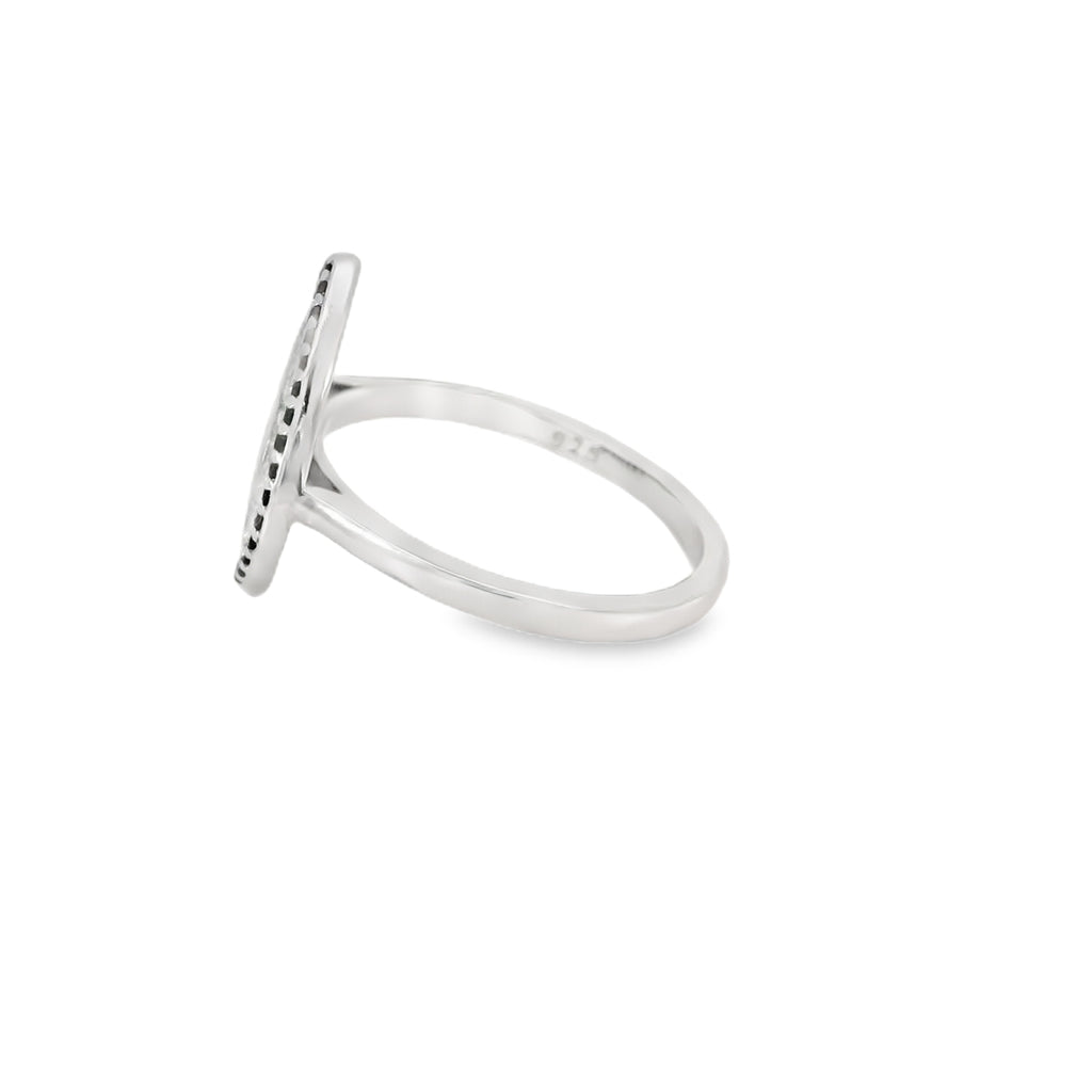 Evil Eye Tear Drop Ring With Lab Opal And Cubic Zirconia