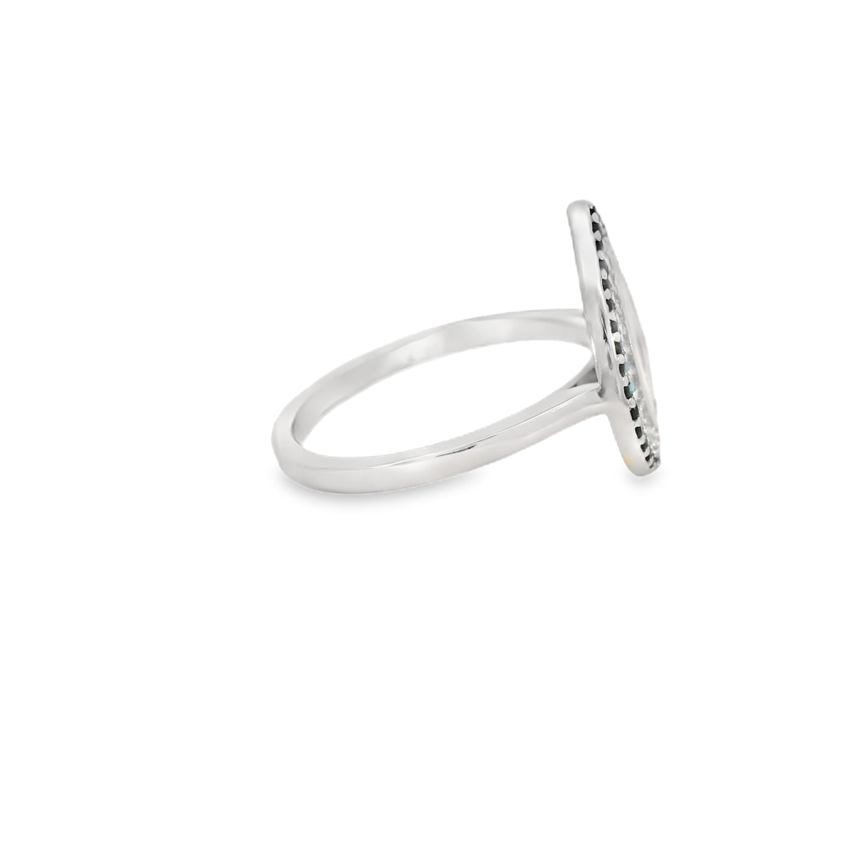 Evil Eye Tear Drop Ring With Lab Opal And Cubic Zirconia