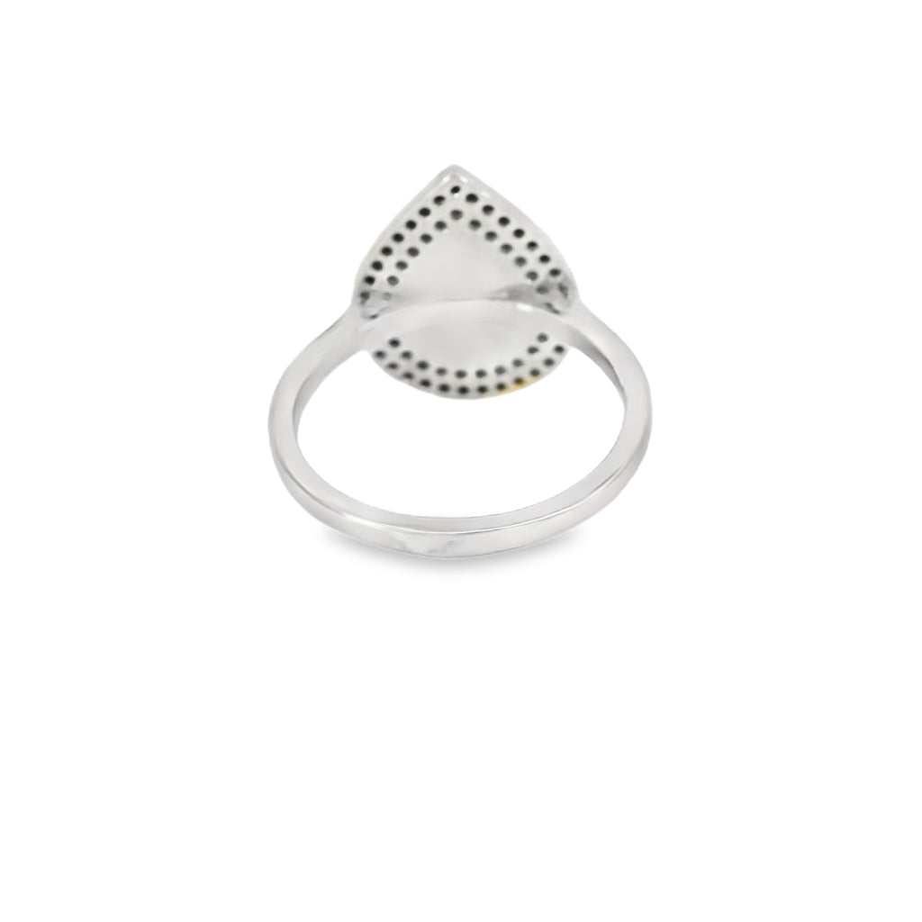 Evil Eye Tear Drop Ring With Lab Opal And Cubic Zirconia