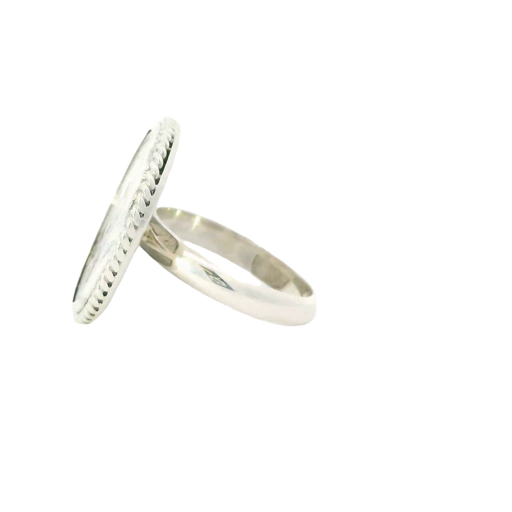 Buffalo nickel sterling silver ring with rope