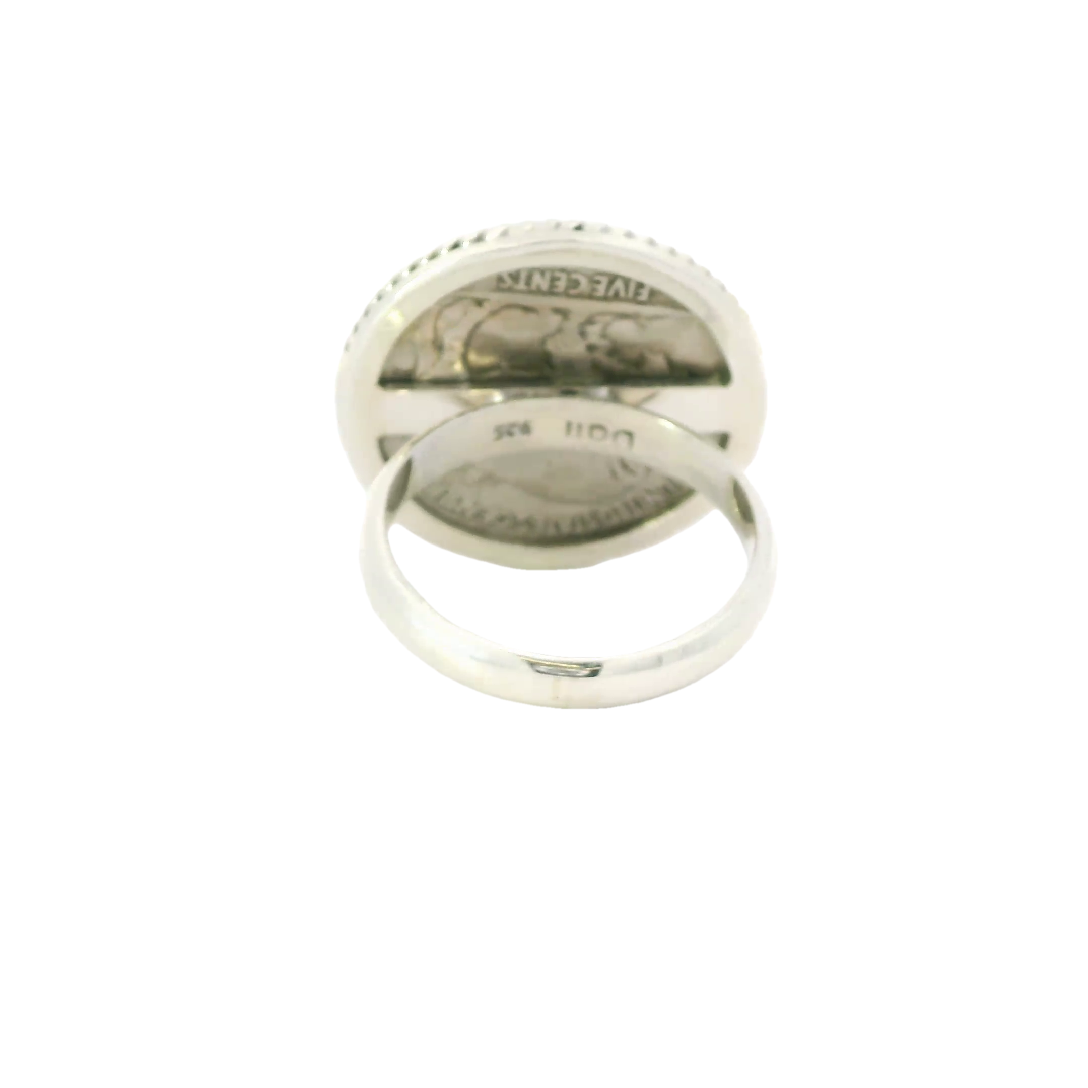 Buffalo nickel sterling silver ring with rope