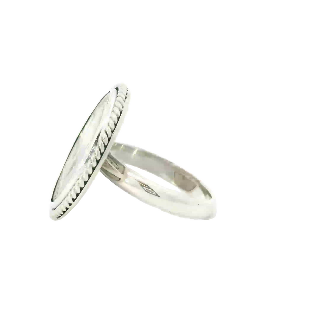 Buffalo nickel sterling silver ring with rope