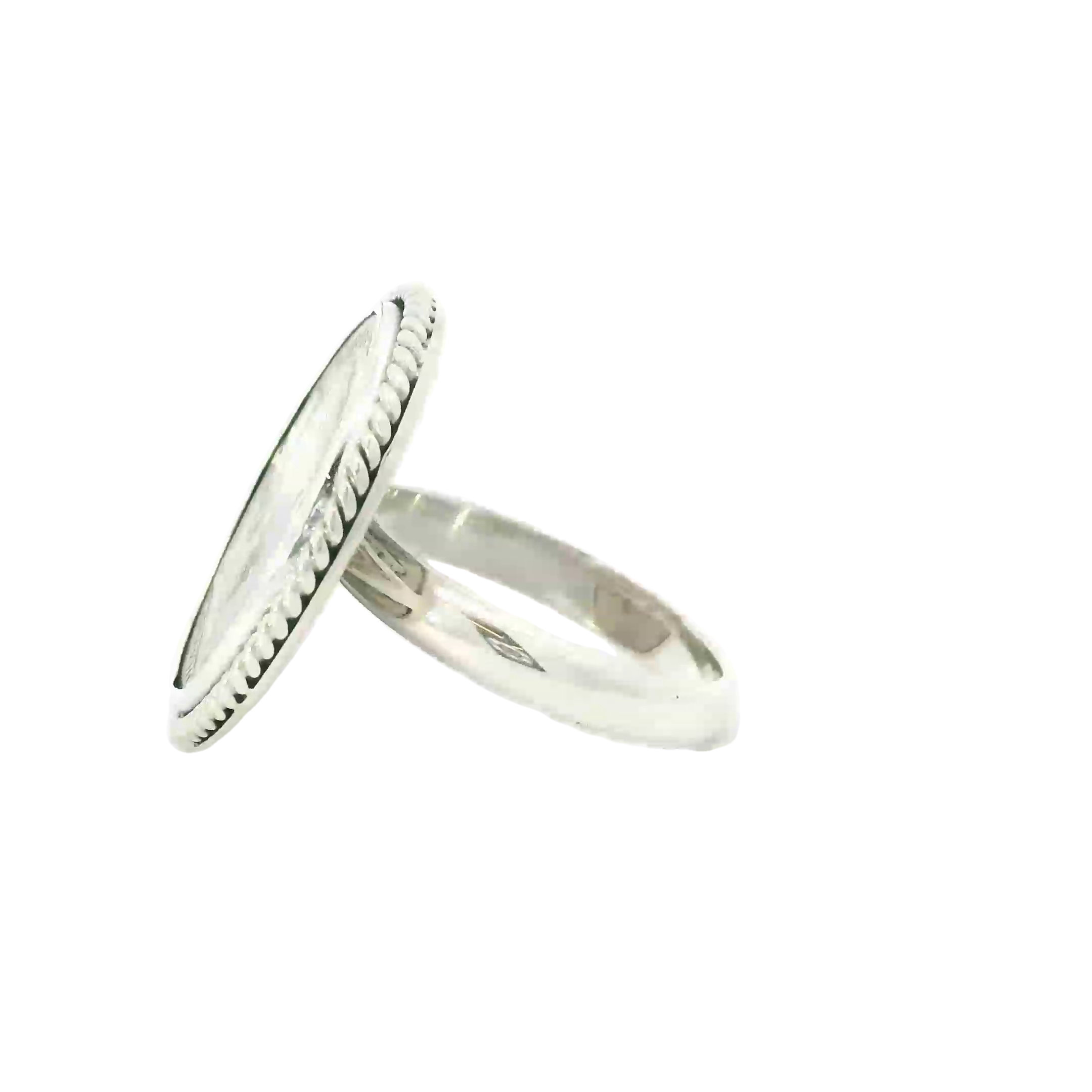 Buffalo nickel sterling silver ring with rope
