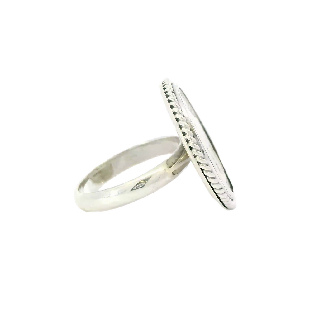 Buffalo nickel sterling silver ring with rope