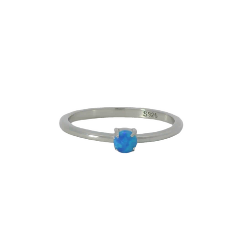 Blue opal sterling silver ring