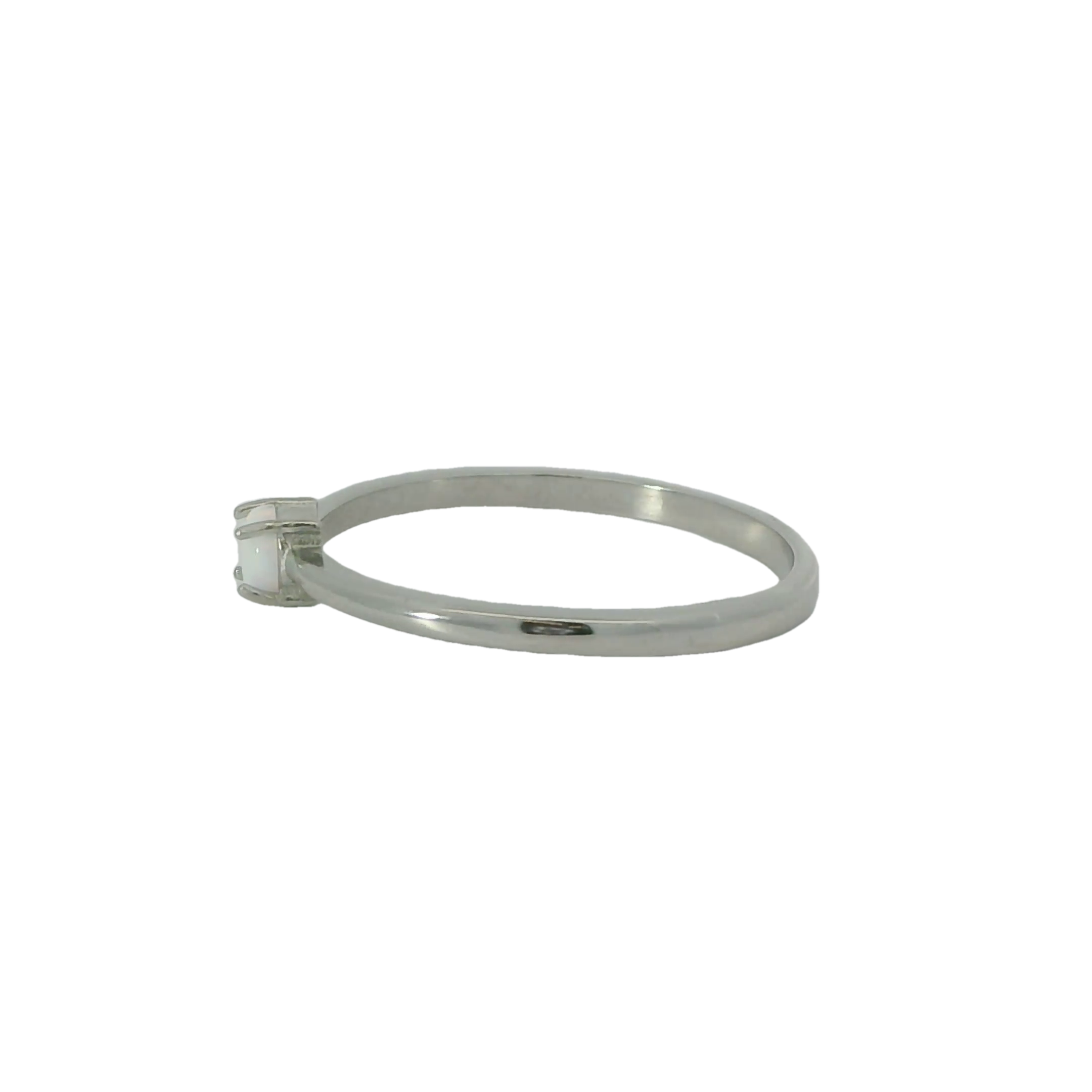 White Lab Opal Sterling Silver Ring