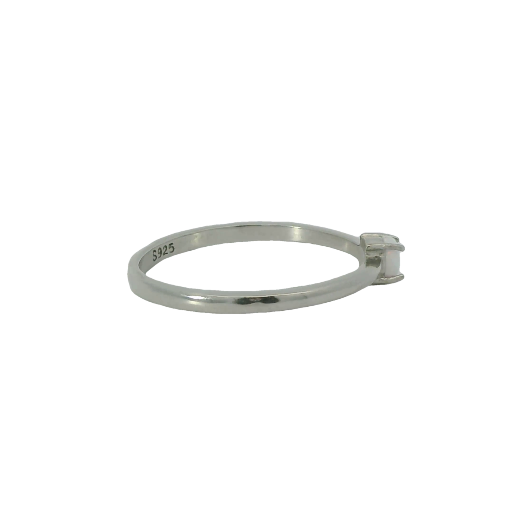White Lab Opal Sterling Silver Ring