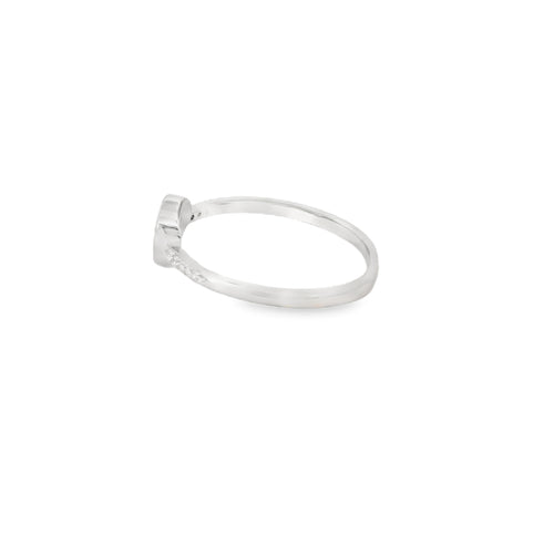 Blue lab opal heart cubic zirconia sterling silver ring