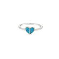 Blue lab opal heart cubic zirconia sterling silver ring