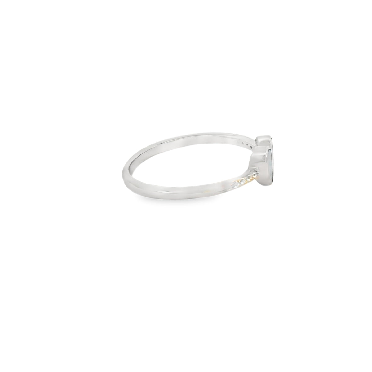 Blue lab opal heart cubic zirconia sterling silver ring