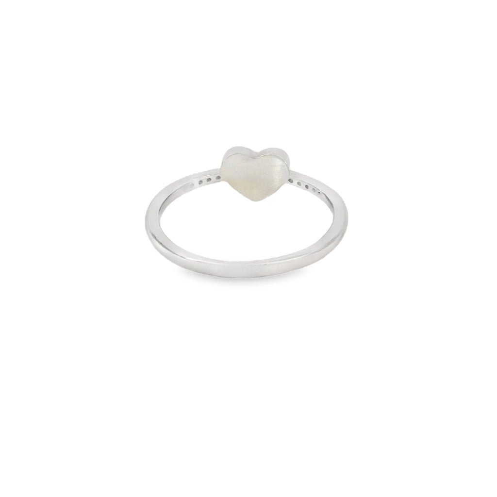 Blue lab opal heart cubic zirconia sterling silver ring