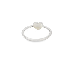 Blue lab opal heart cubic zirconia sterling silver ring